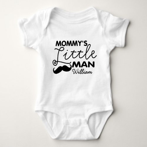 Add Name Mommys Little Man Baby Bodysuit