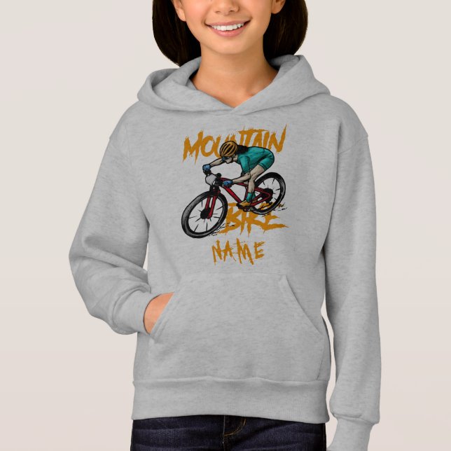 Add Name Mountain Bike Racer Rider  Hoodie (Front)