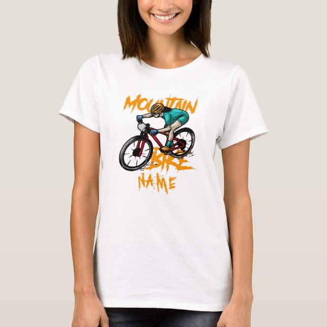 Add Name Mountain Bike Racer Rider T-Shirt (Front)