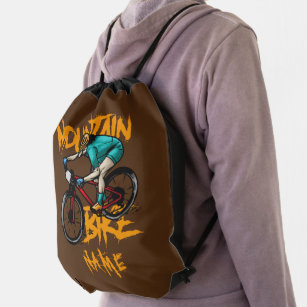 Add Name Mountain Bike Racer Rider Throw Pillow  Drawstring Bag