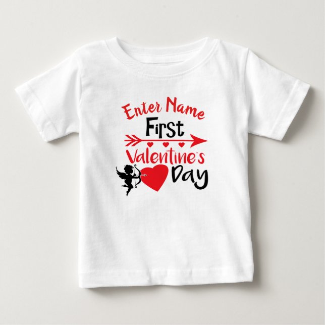 Add Name My First Valentines Day Outfit Baby T-Shirt (Front)