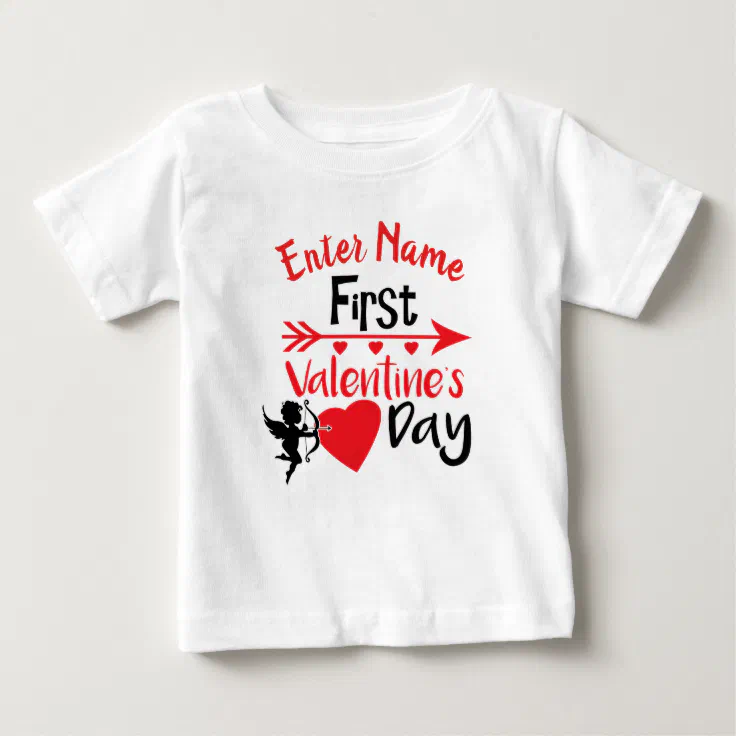 Add Name My First Valentines Day Outfit Baby T-Shirt | Zazzle