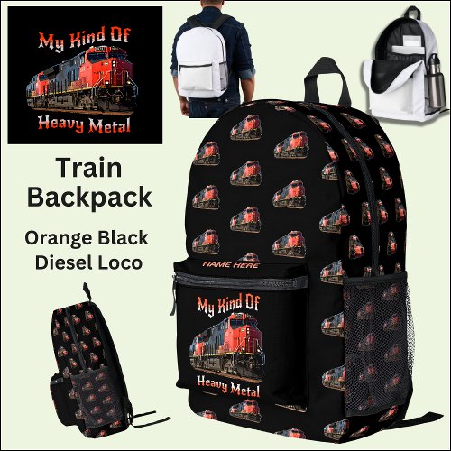 Add Name _ My Kind Of Heavy Metal Diesel Loco      Printed Backpack