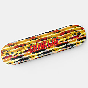 Add Name, Natural Tribal Browns Abstract Skateboard