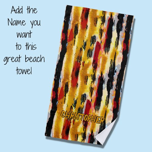 Add Name Natural Tribal Browns  Beach Towel