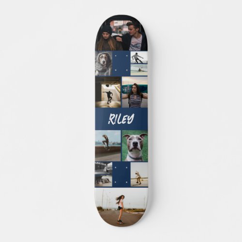 Add Name Navy Photo Collage Template Skateboard