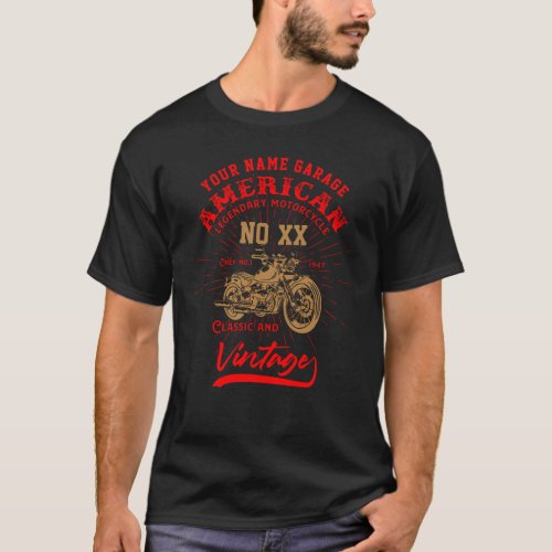 Add Name Number American Legendary Motorcycle      T_Shirt