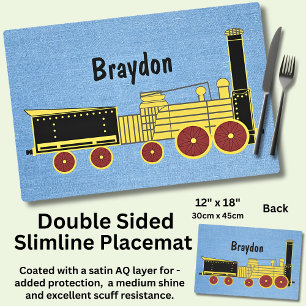 Add Name - Old Steam Train Picture Boy Child Kids Placemat