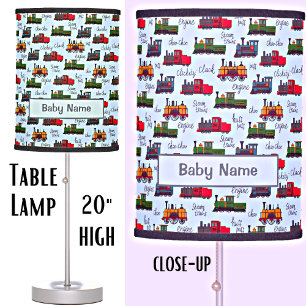 Add Name Old Steam Trains Clickety Clack Choo Puff Table Lamp
