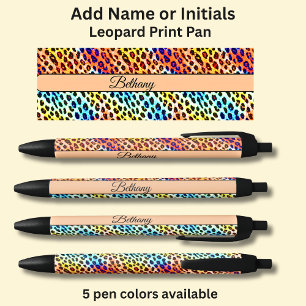 Add Name, on Neon Leopard Spots Print Pen