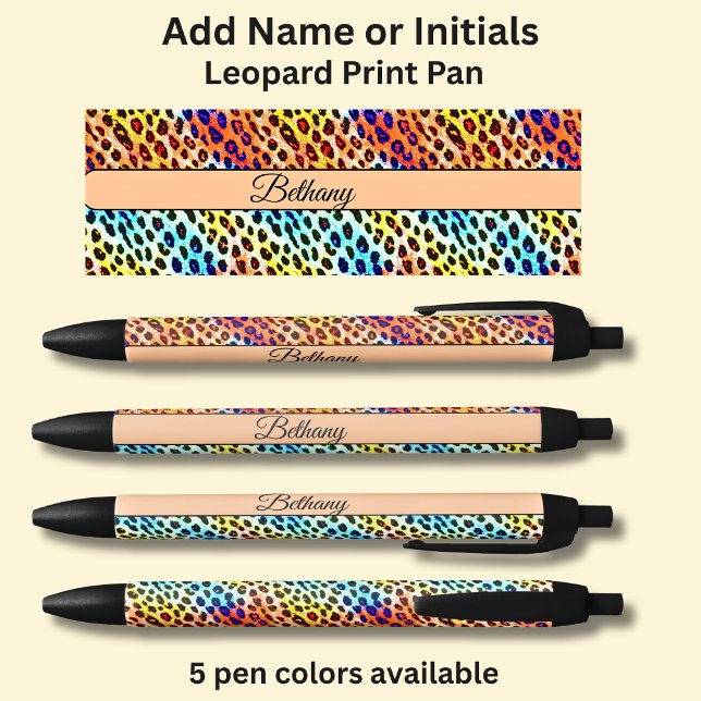 Add Name, on Neon Leopard Spots Print Pen (Creator Uploaded)