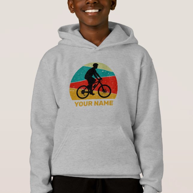 Add Name or other Text Modern Sunset Bicycle T-Shi Hoodie (Front)