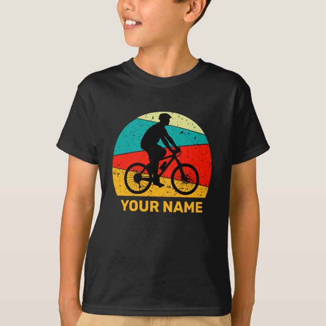 Add Name or other Text Modern Sunset Bicycle T-Shirt (Front)