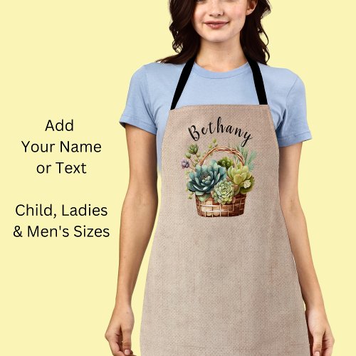 Add Name or Text Baskets of Succulent Plants Apron
