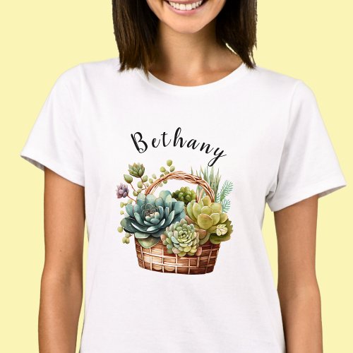 Add Name or Text Baskets of Succulent Plants T_Shirt