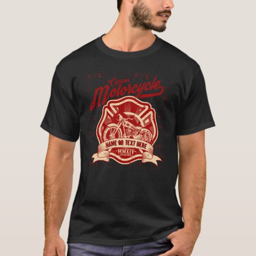 Add Name or Text Custom Motorcycle Grunge          T_Shirt