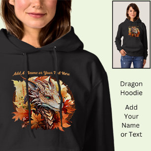 Add Name or Text, Dragon With Autumn Leaves Hoodie