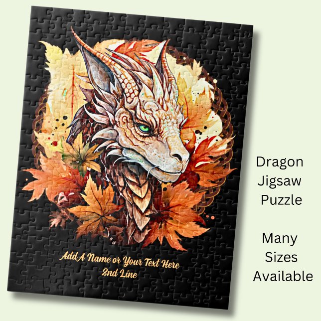 Add Name or Text, Dragon With Autumn Leaves Jigsaw Puzzle (Creator Uploaded)