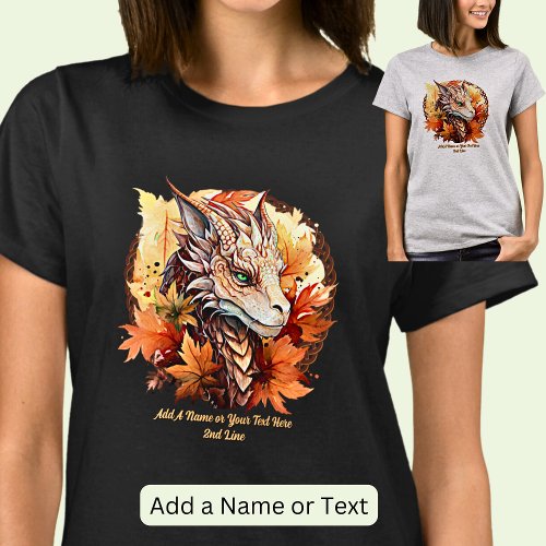 Add Name or Text Dragon With Autumn Leaves T_Shirt