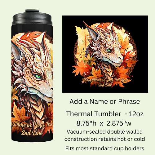 Add Name or Text Dragon With Autumn Leaves Thermal Tumbler