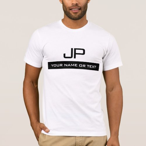 Add Name Or Text Elegant Monogram Mens Modern T_Shirt