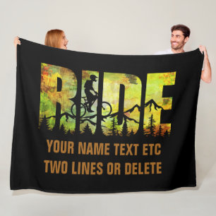 Add Name or Text Mountain Bike Rider Autumn Colors Fleece Blanket