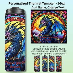 Add Name or Text, Stained Glass Dragon Thermal Tumbler
