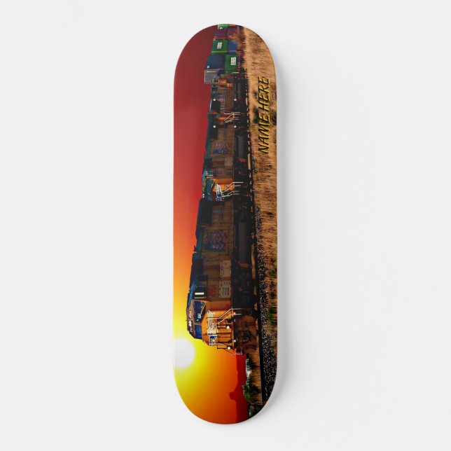 Add Name or Text - Sunset Diesel Locomotive Train  Skateboard (Front)
