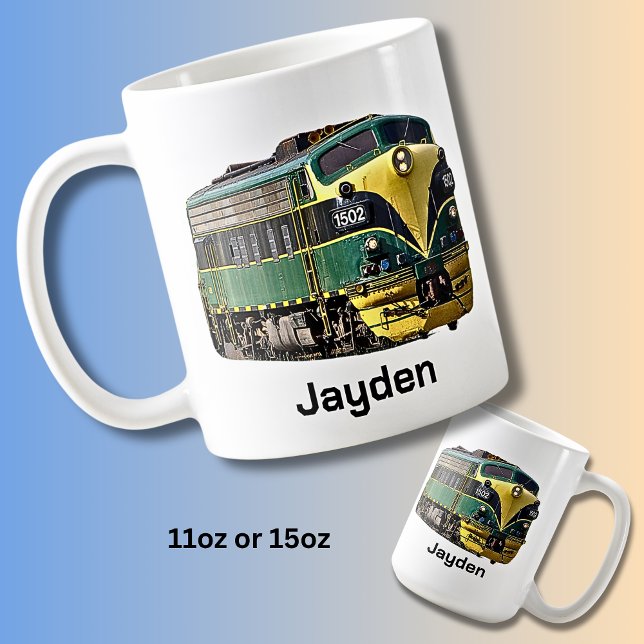 Add Name or text - Yellow Green Diesel Locomotive Coffee Mug (Creator Uploaded)