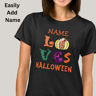 Add Name or Title & TEXT Pumpkin LOVE Halloween T-Shirt
