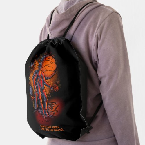 Add Name or Your Text _ Lion Astronaut  SK8 Space  Drawstring Bag