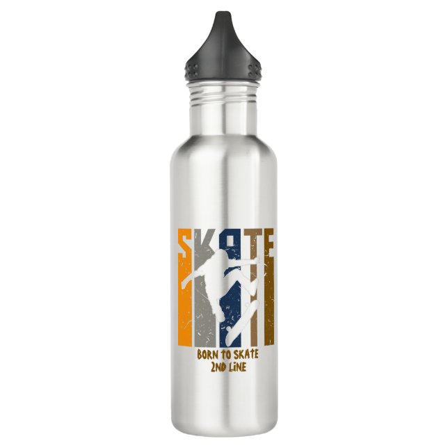Add Name or Your Text - SKATE Skateboarder         Stainless Steel Water Bottle (Left)