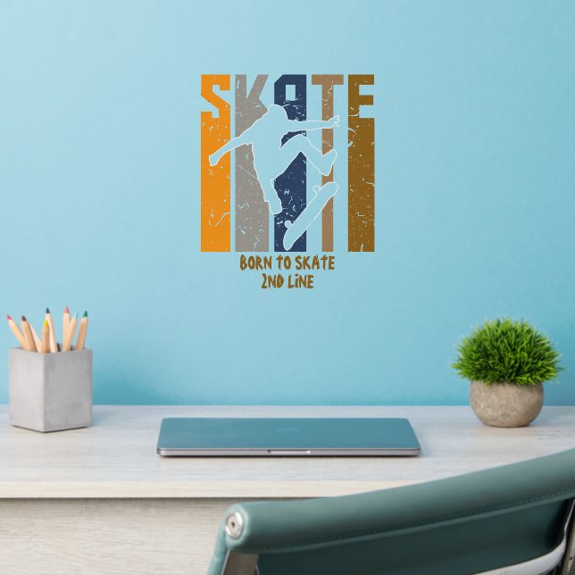 Add Name or Your Text - SKATE Skateboarder         Wall Decal (Home Office 2)