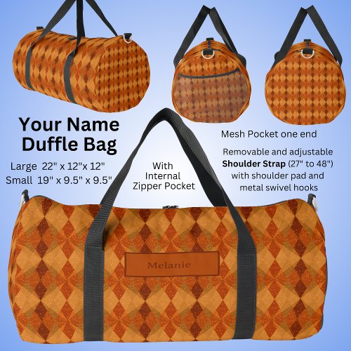 Add NameOrange Brown Autumn Earth Tones Abstract Duffle Bag