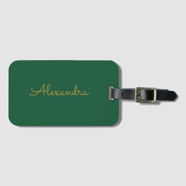 Add name Personalised modern simple Gold Luggage Tag (Front Horizontal)