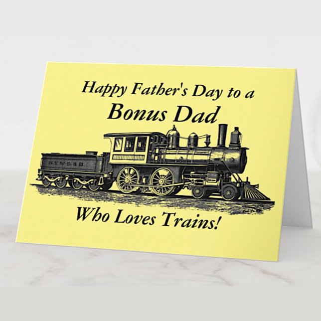 Add Name Personalize Text Train Step Father's Day Card (Creator Uploaded)