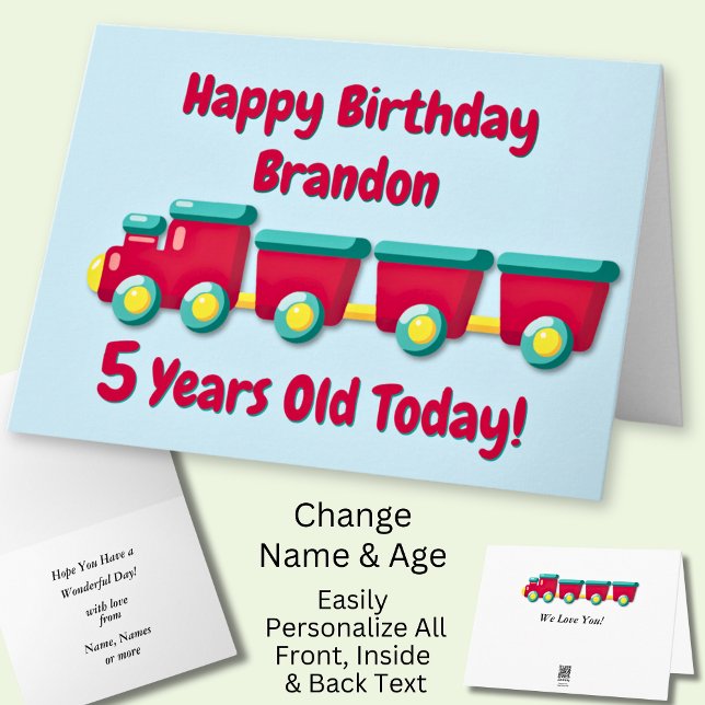 Add Name Personalize Train Child Boy's Card (Creator Uploaded)