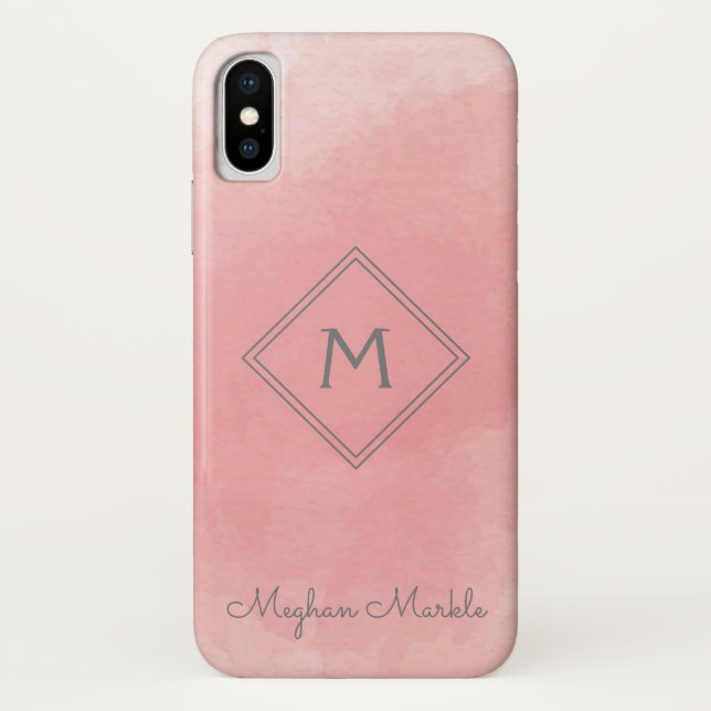 Add name Personalized Modern Simple Pink Case-Mate iPhone Case (Back)