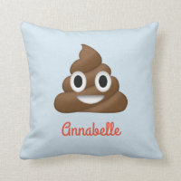 Add Name Personalized Poop Emoji Pillow