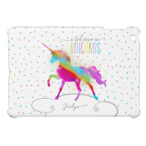 Add Name Personalized Rainbow Unicorn Gold Glitter iPad Mini Cover Add Name Personalized Rainbow Unicorn Gold Glitter iPad Mini Cover