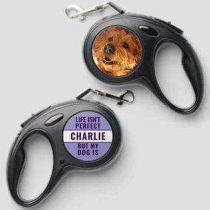 Add name photo purple dog retractable pet leash