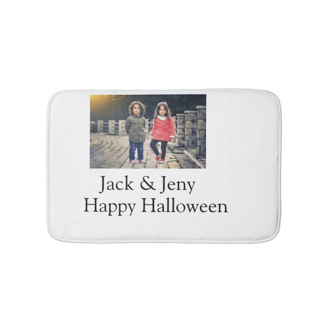 add name photo text Halloween kids girl boy Bath Mat (Front)