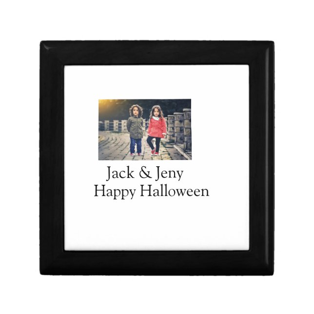 add name photo text Halloween kids girl boy Gift Box (Front)