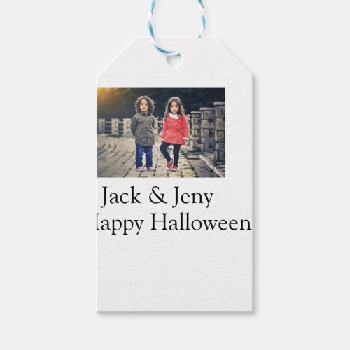 add name photo text Halloween kids girl boy Gift Tags