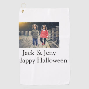 add name photo text Halloween kids girl boy Golf Towel