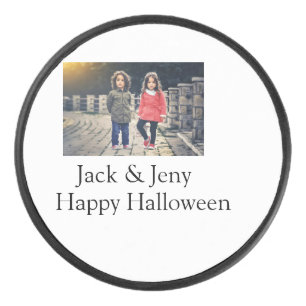add name photo text Halloween kids girl boy Hockey Puck
