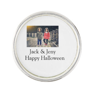 add name photo text Halloween kids girl boy Lapel Pin