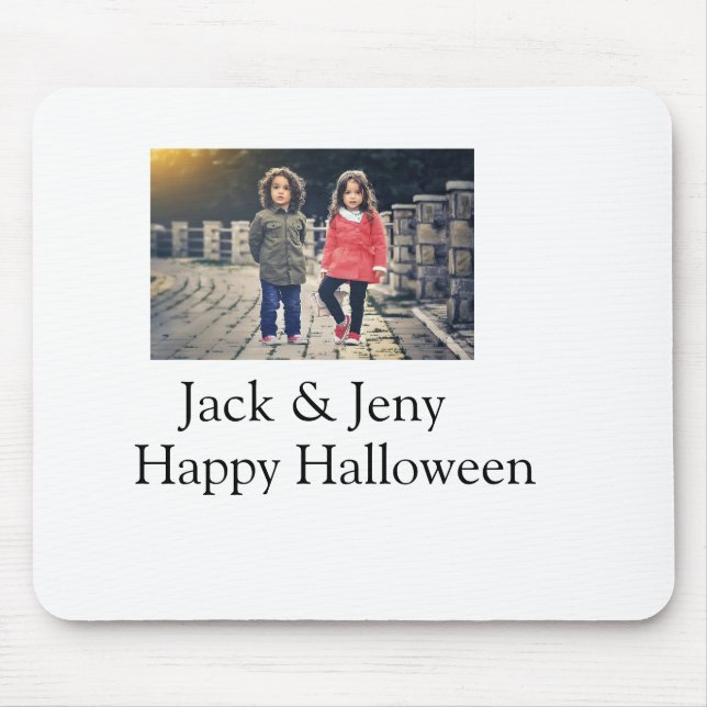 add name photo text Halloween kids girl boy Mouse Pad (Front)