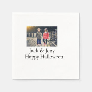 add name photo text Halloween kids girl boy Napkins