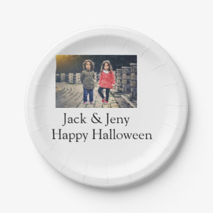 add name photo text Halloween kids girl boy Paper Plates